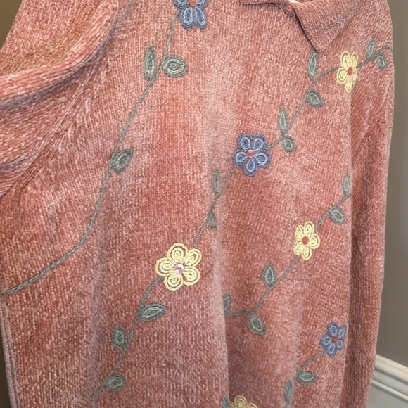 Alfred Dunner size 3X collared floral sweater in rose - Picture 3 of 5